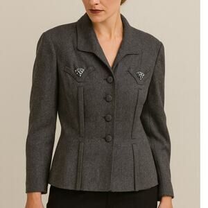 Vintage Briny Marlin Wool Jewel Embellished Jacket